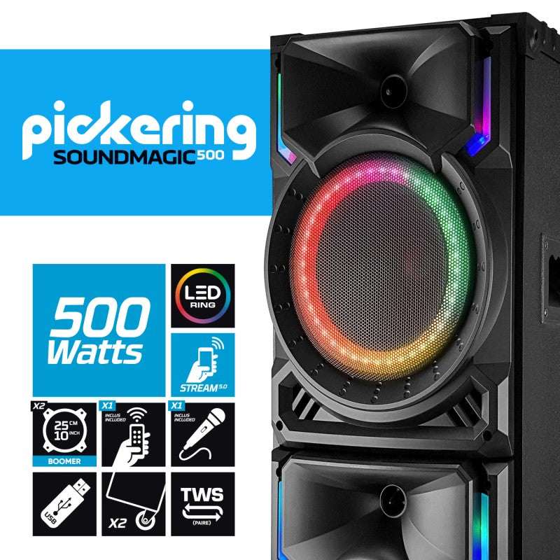 PICKERING - 500W AKTIVAN ZVUČNIK - RADIO/BLUETOOTH/USB/AUX + MIKROFON + DALJINSKI