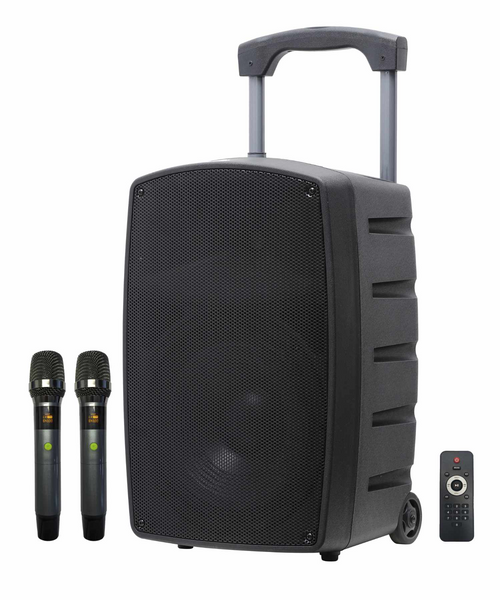 GLEMM - PRIJENOSNI ZVUČNIK 240W RMS - RADIO/BLUETOOTH/USB/SD/AUX + 2 BEŽIČNA MIKROFONA