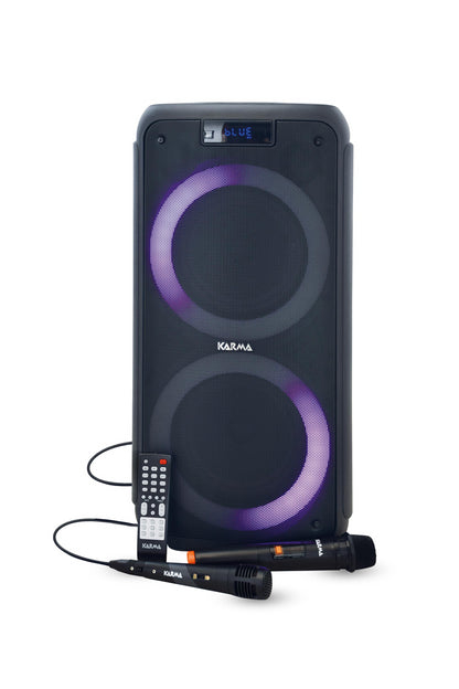 KARMA - PRIJENOSNI ZVUČNIK 400W - RADIO/BLUETOOTH/USB/AUX - 2 MIKROFONA