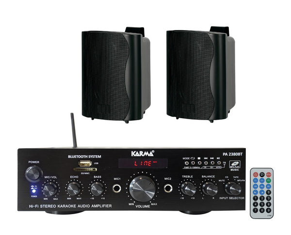 KARMA - SET POJAČALO + 2 ZVUČNIKA 2X50W - RADIO/BLUETOOTH/USB/SD/AUX