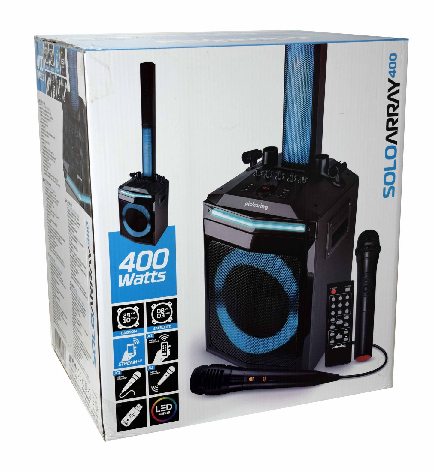 PICKERING - 400W AKTIVAN ZVUČNIK - BLUETOOTH/USB/AUX + 2 MIKROFONA