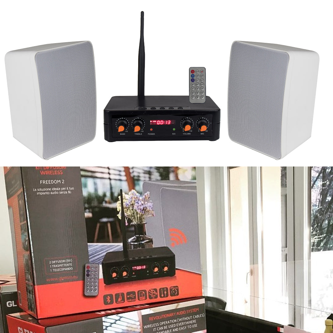 GLEMM - 2x50W BEŽIČNI SET ZVUČNIKA - RADIO/BLUETOOTH/MP3