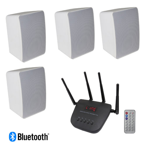 GLEMM - SET 4 BEŽIČNA ZVUČNIKA + POJAČALO RECEIVER RADIO/BLUETOOTH/USB/AUX