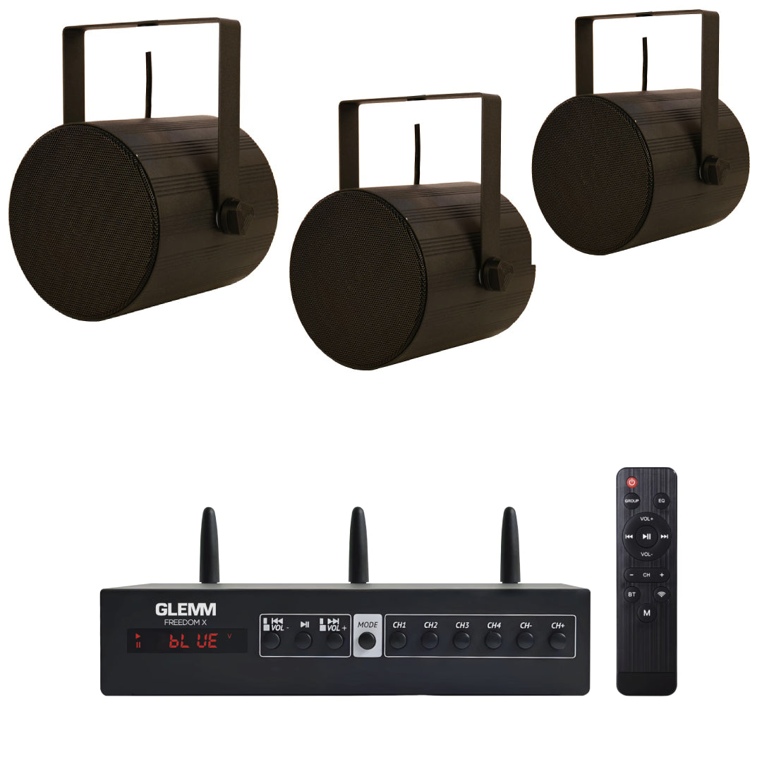 GLEMM - SET 3 BEŽIČNA ZVUČNIKA + POJAČALO - BLUETOOTH/WIFI/USB/AUX