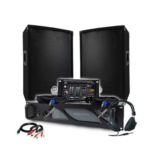 BM SONIC - DJ PAKET 800W - 2 ZVUČNIKA, MIKSETA, POJAČALO, SLUŠALICE