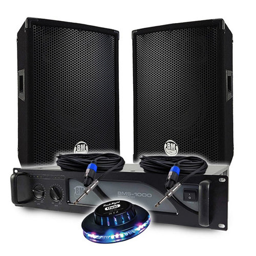 BM SONIC - 600W KOMPLET 2 ZVUČNIKA + POJAČALO + RASVJETA