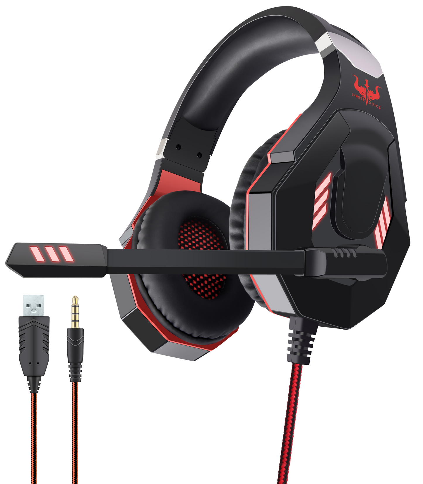 USB slušalice za igranje s crvenom LED diodom