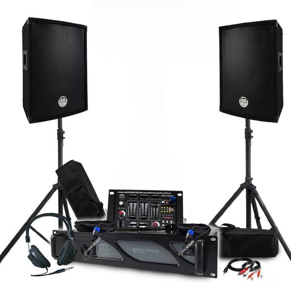 BM SONIC - 3200W KOMPLET - ZVUČNICI, STALCI, MIKSETA, POJAČALO