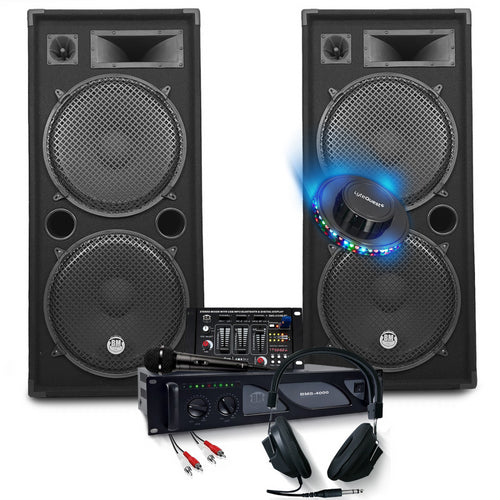 BM SONIC - 4000W KOMPLET - BLUETOOTH/USB/SD/AUX - MIKSETA, KABLOVI..