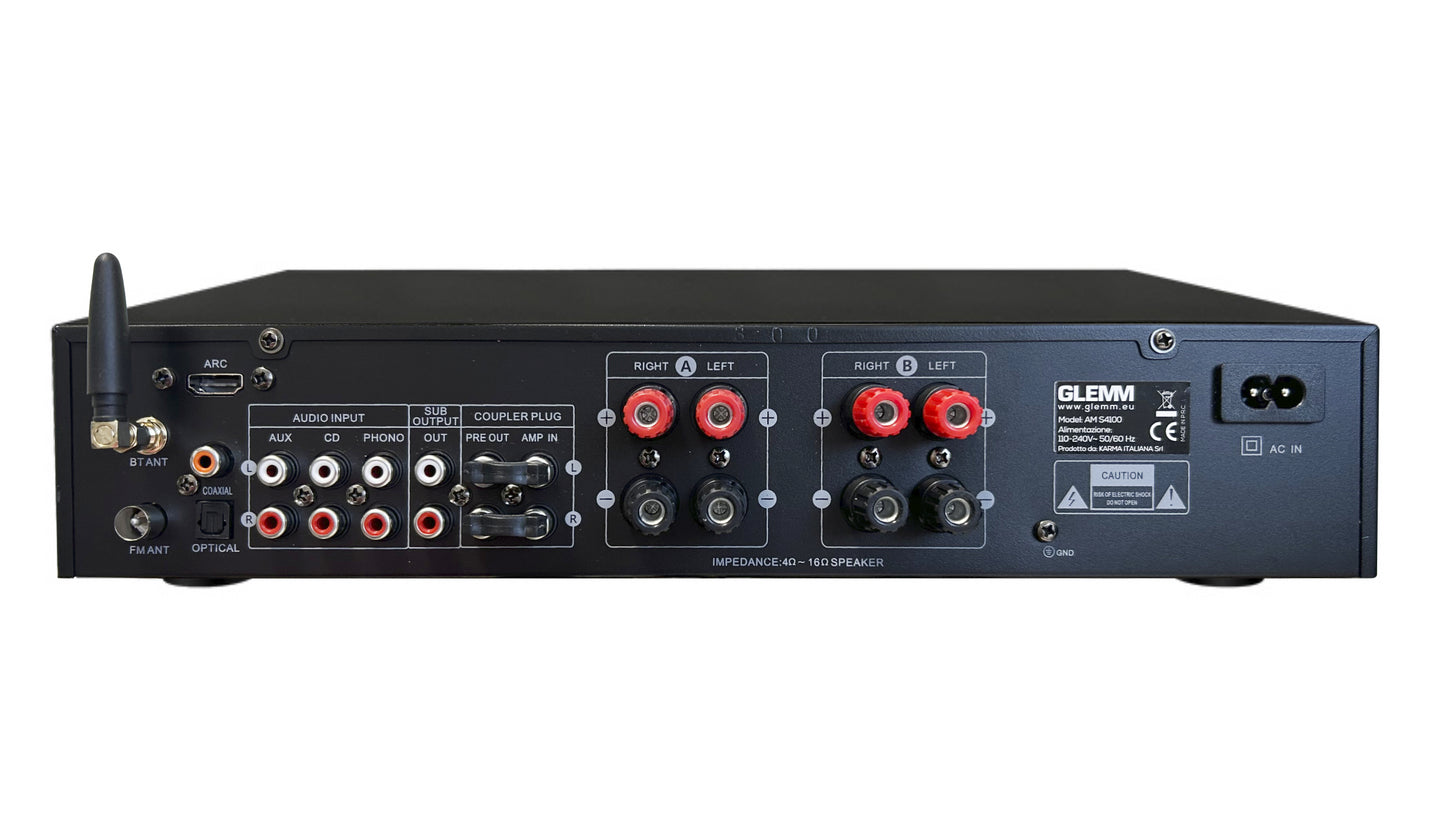 GLEMM - 4x100W HI-FI STEREO POJAČALO - RADIO/BLUETOOTH/USB/SD/AUX