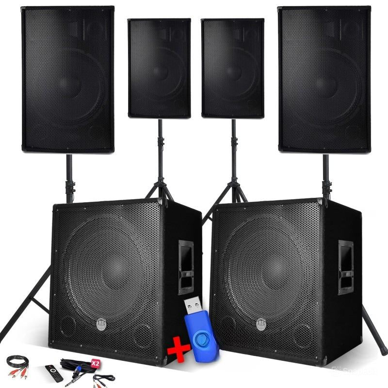 BM SONIC - KOMPLET 4800W - BLUETOOTH/USB/SD/AUX + STALCI + KABLOVI - 2x18" SUBWOOFER