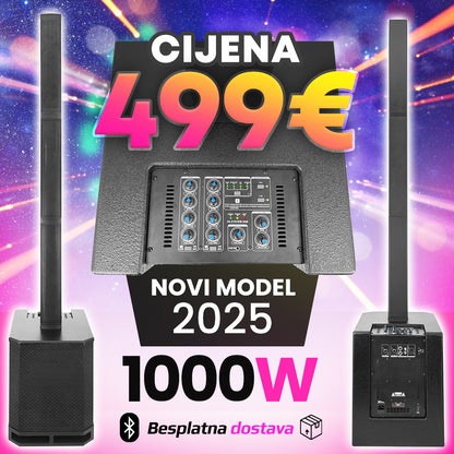 GLEMM - PROFESIONALAN KOMPLET 1000W - BLUETOOTH/DSP - "STUPNI ZVUČNIK"