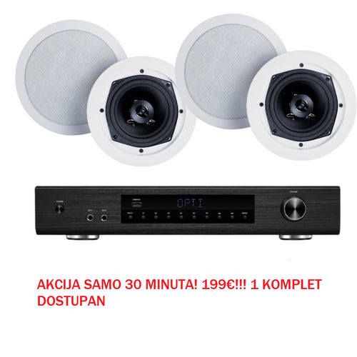 GLEMM - PAKET 4 UGRADBENA ZVUČNIKA + POJAČALO - RADIO/BT/USB/SD/AUX/SD