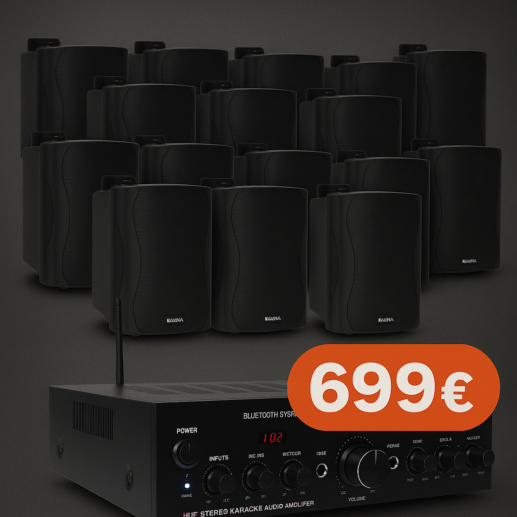 PAKET... 16 ZVUČNIKA + POJAČALO - RADIO/BLUETOOTH/USB/SD - GLEMM