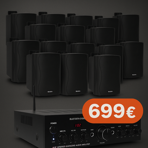 PAKET... 16 ZVUČNIKA + POJAČALO - RADIO/BLUETOOTH/USB/SD - GLEMM