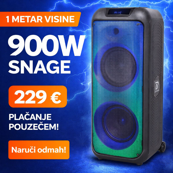 BoomTone DJ - 900W PRIJENOSNI ZVUČNIK - BLUETOOTH/USB/AUX - TWS + MIKROFON