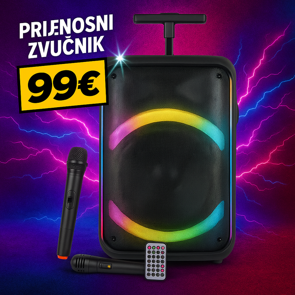 KARMA - AKTIVAN PRIJENOSNI ZVUČNIK - RADIO/BLUETOOTH/USB + DVA MIKROFONA