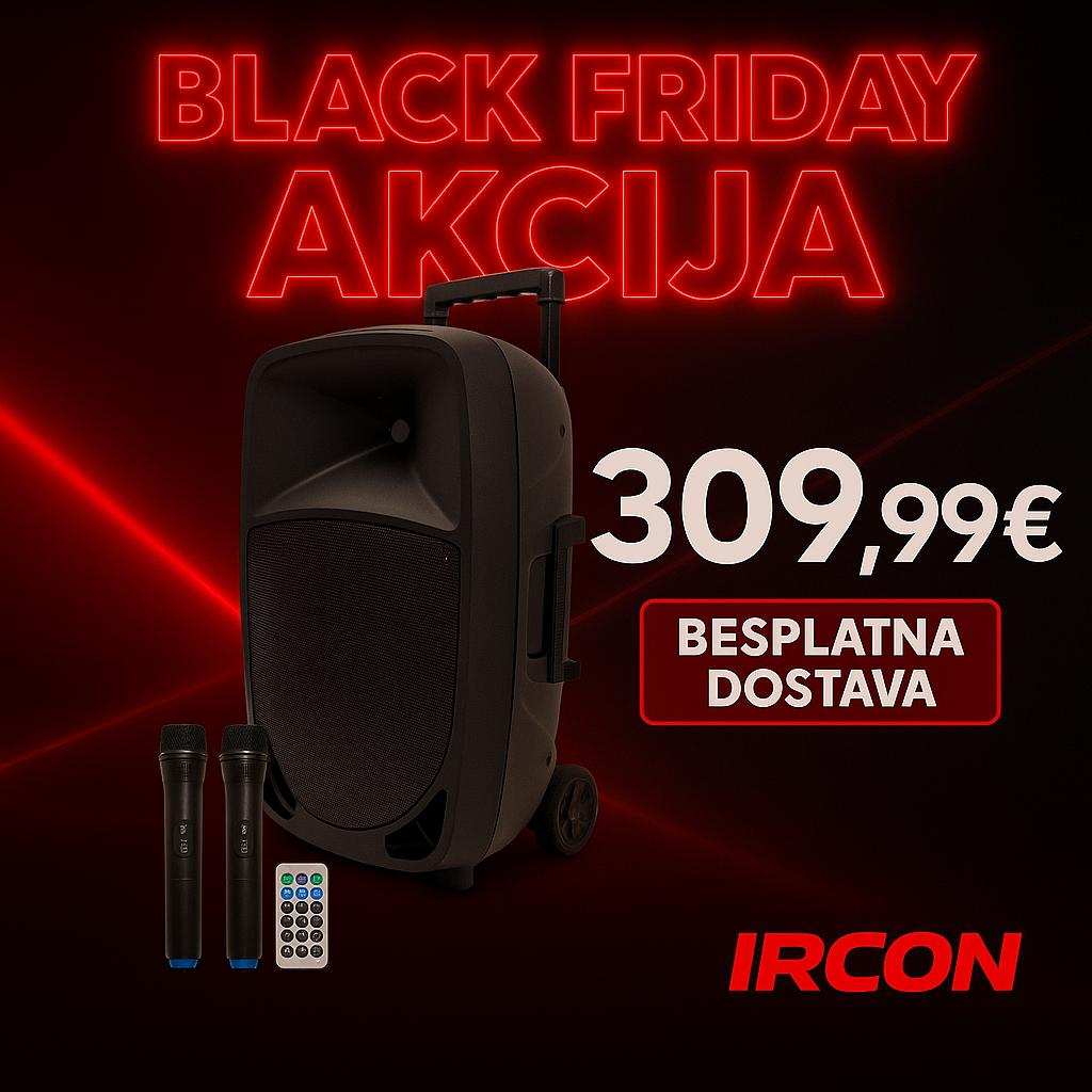 KARMA - PRIJENOSNI ZVUČNIK 12" 200W RMS - BLUETOOTH/USB/SD/AUX - 2 BEŽIČNA MIKROFONA