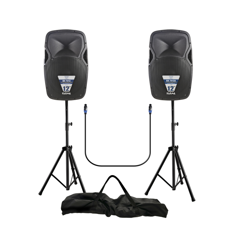 KARMA - 12" 1600W/800W RMS KOMPLET - BLUETOOTH/USB/SD/AUX + STALCI + KABLOVI