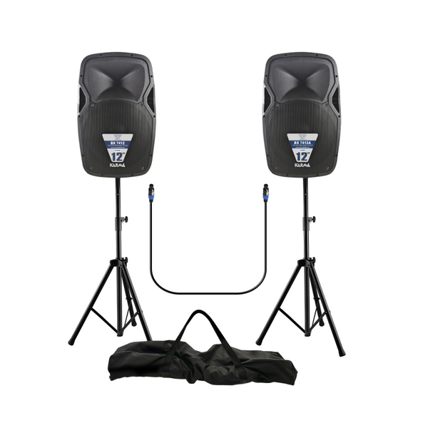 KARMA - 12" 1600W/800W RMS KOMPLET - BLUETOOTH/USB/SD/AUX + STALCI + KABLOVI