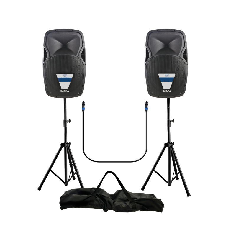 KARMA - SET 2 ZVUČNIKA 10" 800W/400W RMS KOMPLET - BLUETOOTH/USB/SD/AUX + STALCI + KABLOVI