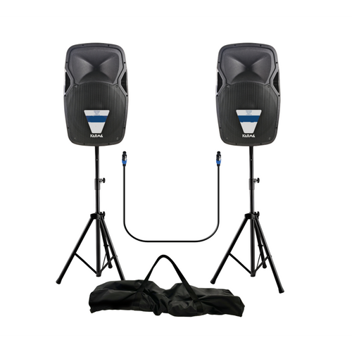 KARMA - SET 2 ZVUČNIKA 10" 800W/400W RMS KOMPLET - BLUETOOTH/USB/SD/AUX + STALCI + KABLOVI