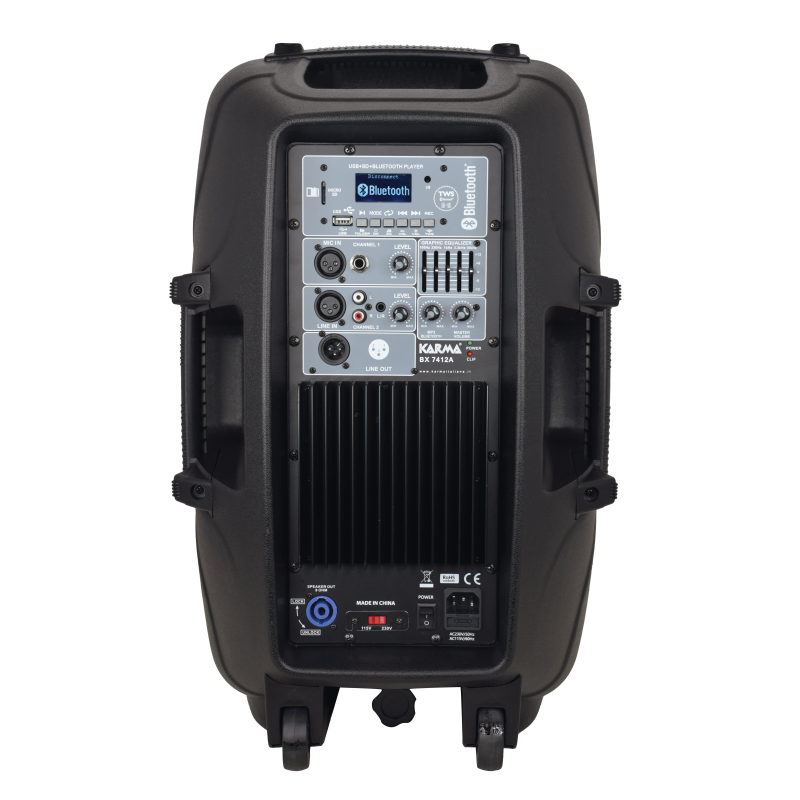 KARMA - SET 2 ZVUČNIKA 10" 800W/400W RMS KOMPLET - BLUETOOTH/USB/SD/AUX + STALCI + KABLOVI