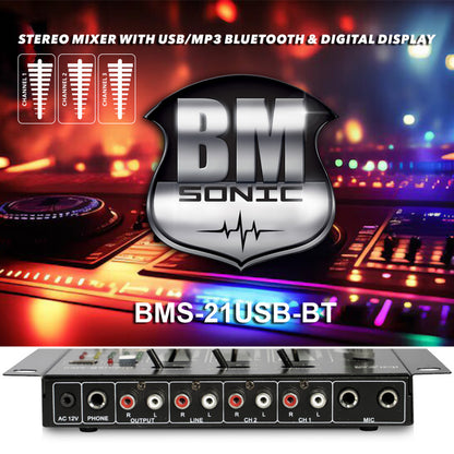 BM SONIC - 300W KOMPLET - DVA ZVUČNIKA, MIKSETA, KABLOVI, POJAČALO I MIKROFON - BLUETOOTH/USB/SD/AUX