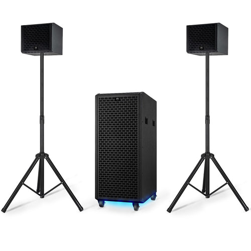 BM SONIC - 2000W DJ KOMPLET (DJ PULT) - RADIO/BLUETOOTH/USB/SD/AUX - DVA ZVUČNIKA, SUBWOOFER, STALCI, KABLOVI