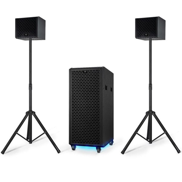 BM SONIC - 2000W DJ KOMPLET (DJ PULT) - RADIO/BLUETOOTH/USB/SD/AUX - DVA ZVUČNIKA, SUBWOOFER, STALCI, KABLOVI